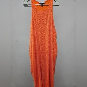 Orange lace sleeveless plus size dress